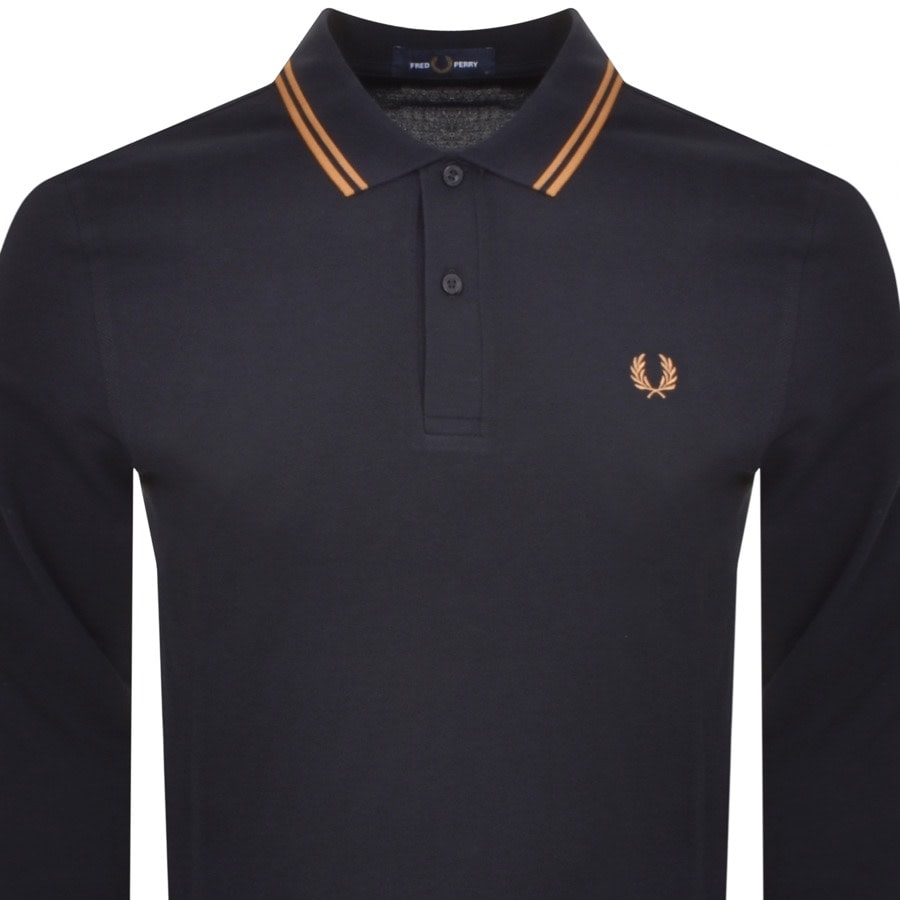 Fred Perry M3636 Ls Twin Tipped Polo Shirt R63 Navy/ Dark Caramel