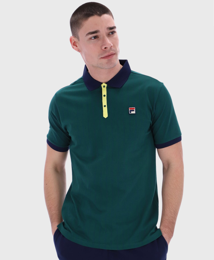 Fila Vintage Tipped Rib Basic Polo T Shirt Green