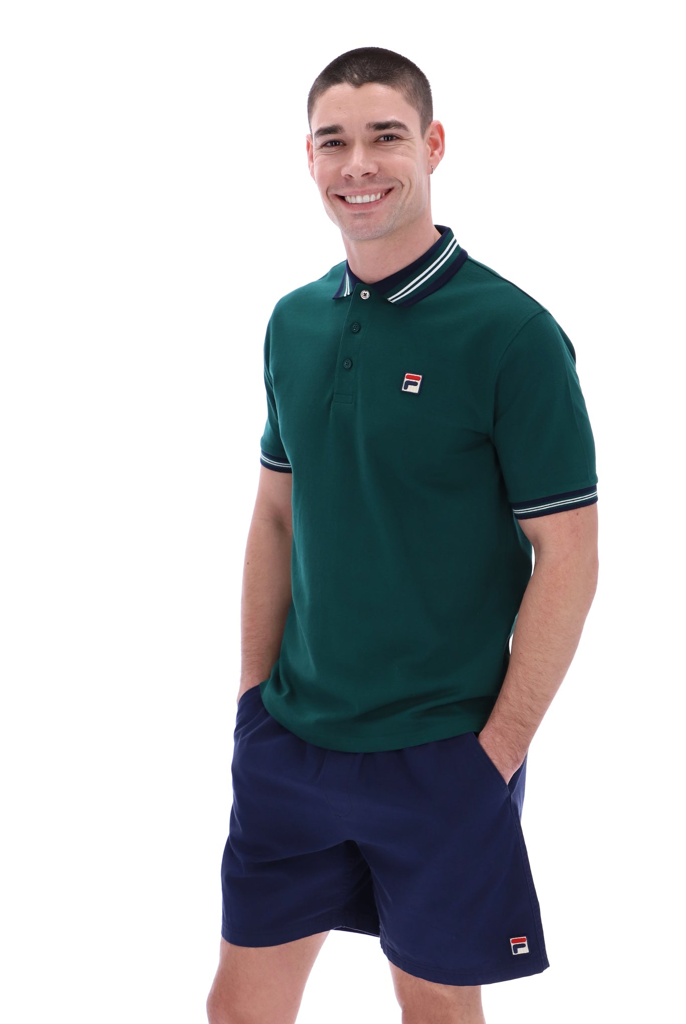 Fila Vintage Tipped Rib Basic Polo T Shirt Green