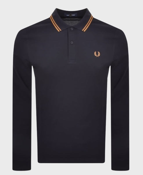 Fred Perry M3636 Ls Twin Tipped Polo Shirt R63 Navy/ Dark