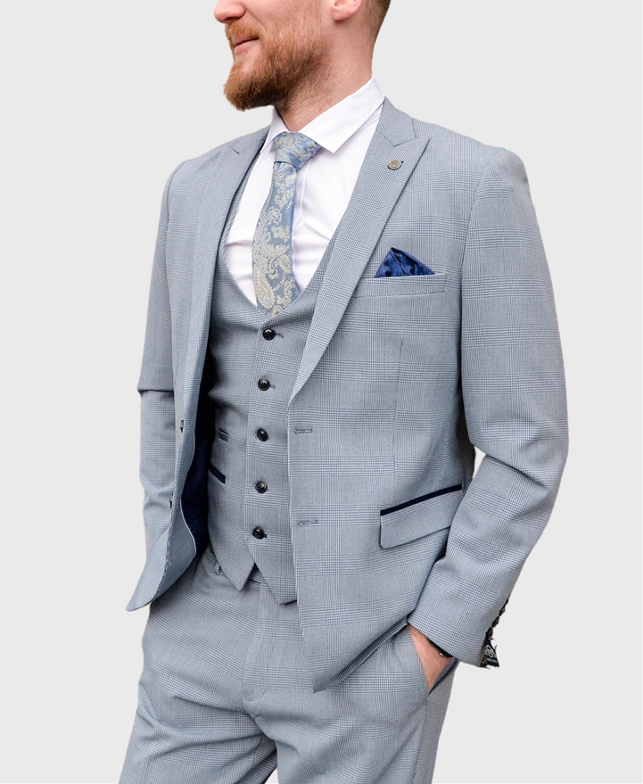 Two-piece Designer Suit in Sky Grey