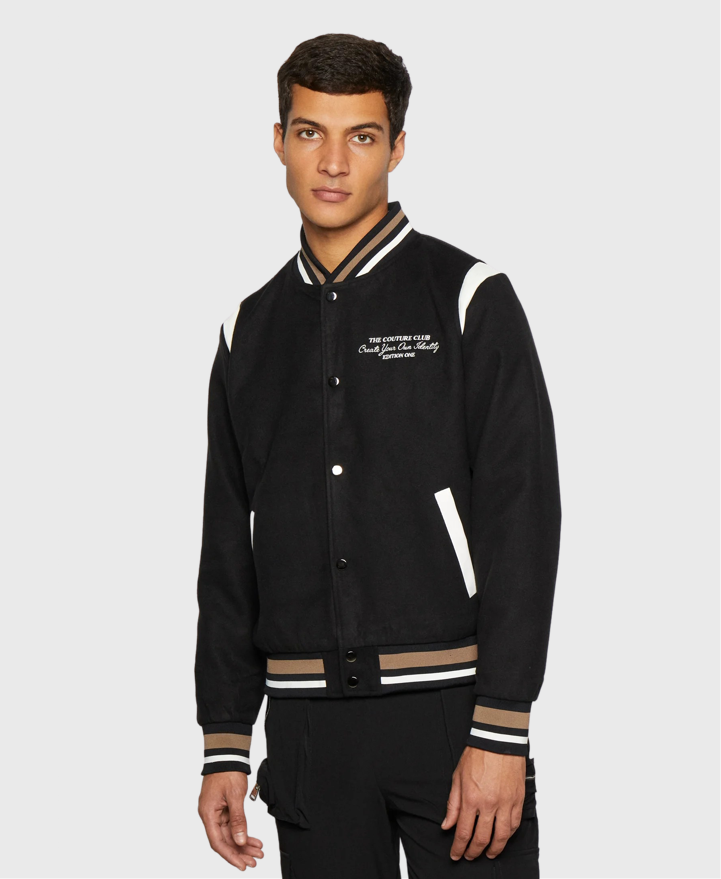 The Couture Club Varsity Bomber Jacket Black – Vault Menswear