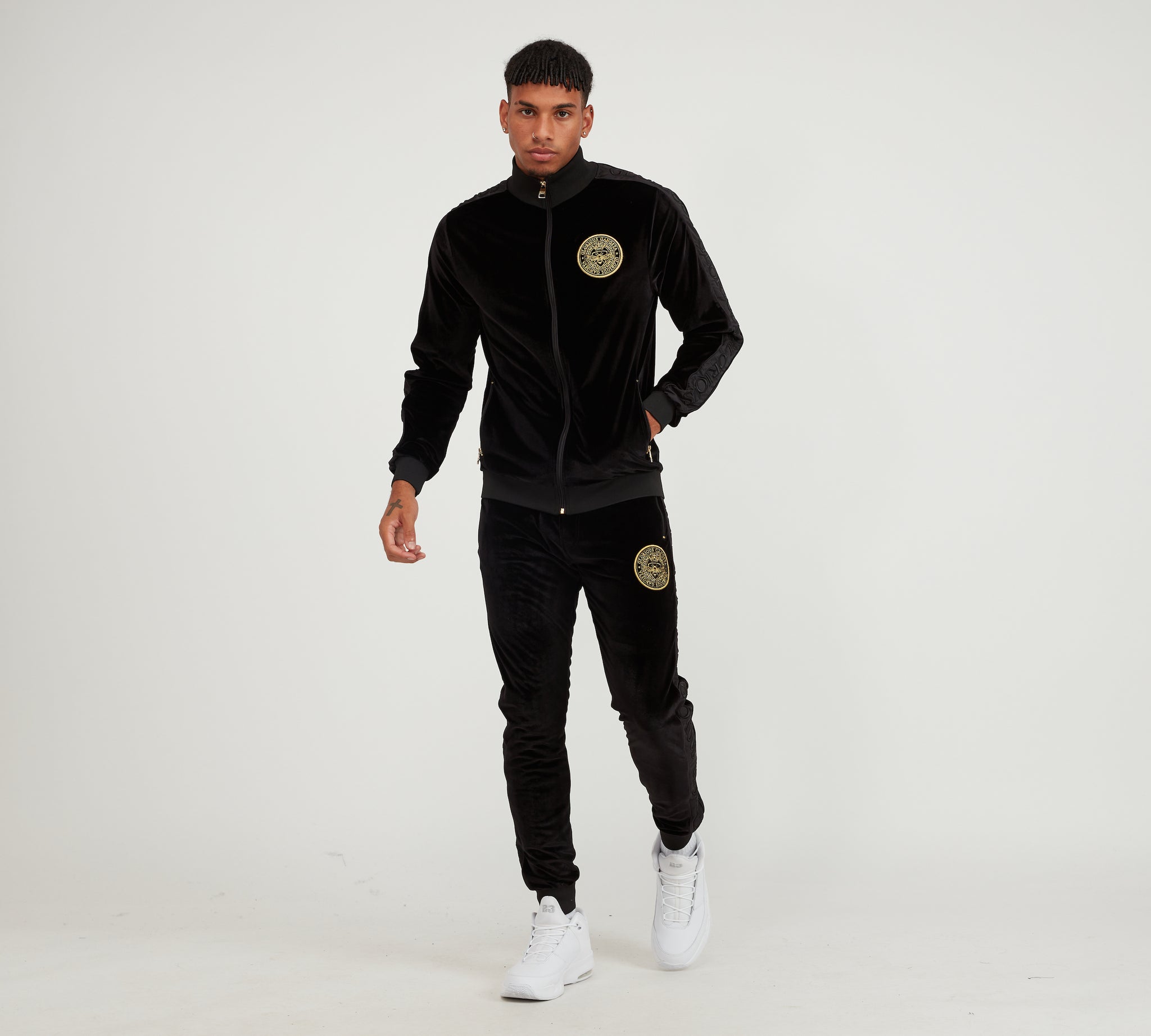 Glorious Gangsta Vega Velour Tracktop Black Vault Menswear