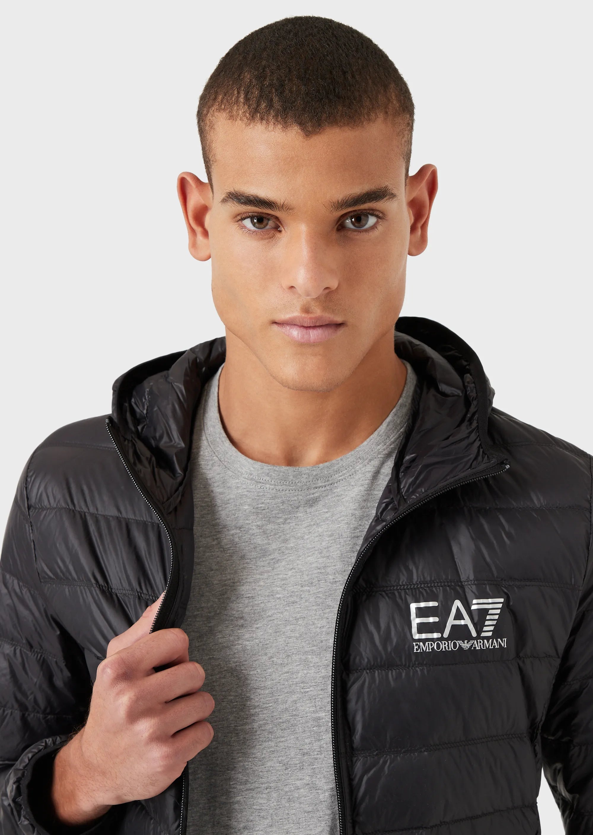EA7 Armani 8Npb02 Hooded Down Jacket Black/Silver Vault Menswear